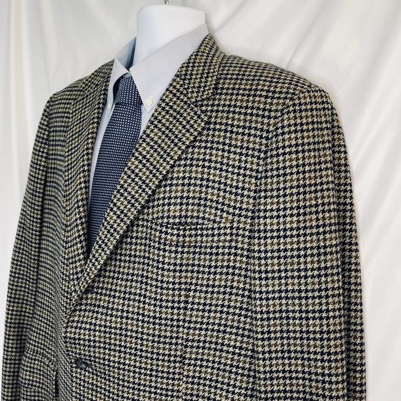Hart Schaffner Marx CASHMERE Classic Houndstooth Blazer Sport Coat 44L - Picture 2 of 12